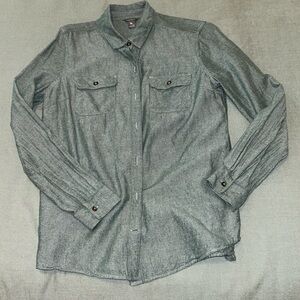 EUC, Eddie Bauer, women’s medium, soft, green button-down.